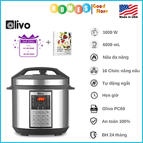 Nồi Áp Suất Điện OLIVO PC60 Thương Hiệu Mỹ 16 Chức Năng Van An Toàn Tuyệt