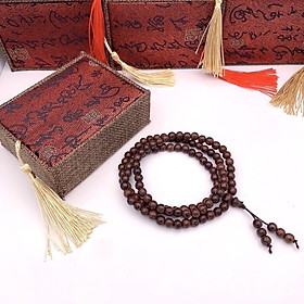 Vòng tay trầm 108 hạt kèm lá bồ đề , có hộp đựng bằng gấm cao cấp , phù hợp cho cả nam và nữ 