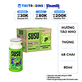 Thùng 48 Chai x 80ml Sữa Chua Uống Vinamilk Susu Hương Táo Nho