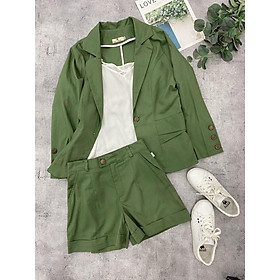 (Có bán rời) Set Vest, BLAZER nữ LINEN cao cấp - Màu Xanh Coban
