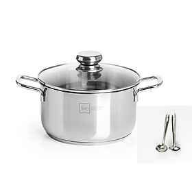 Mua Nồi 3 đáy inox 430 FiveStar Standard bếp từ nắp kính - tặng 2 vá canh ( 16cm / 20cm /24cm )