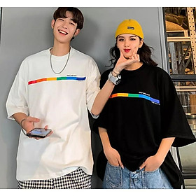 áo thun tay lỡ nam nữ Stee RAINBOW 3 size M L XL chất liệu vải cotton Ngầu Unisex aothununisex