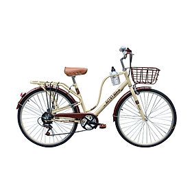 Xe đạp đường phố SMNBIke đề bố líp 7 26 inch ( kem - nâu )