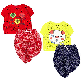 Bộ lửng áo croptpop in hình dễ thương 8 đến 18 kg cho bé gái 04225-04227(2)
