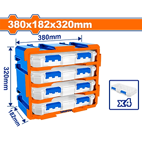 Mua BỘ TỦ GỒM 4 HỘP NHỰA CHIA 13 NGĂN ĐỰNG LINH KIỆN 380X182X320M M WTB8344 WADFOW - HÀNG CHÍNH HÃNG