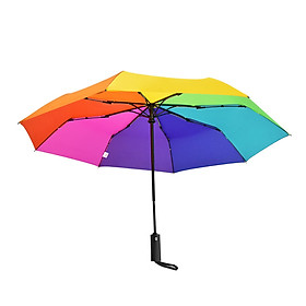 Folding Umbrella Travel Umbrella Rainbow Small 8 Ribs Compact for Men Women Rain Umbrellas Automatic Umbrella for Outdoor Trips Beach Hiking