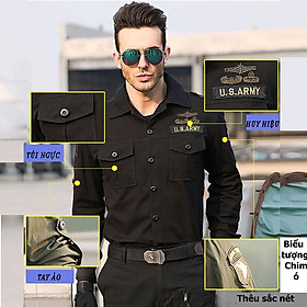 Áo sơ mi nam lính mỹ us army vải kaki, phong cách túi hộp, thời trang lính hàng cao cấp hàng chính hãng