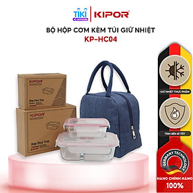 Mua Bộ 2 hộp cơm thuỷ tinh văn phòng KIPOR KP-HC04 - Kèm túi giữ nhiệt có quai xách tiện lợi - Hàng chính hãng