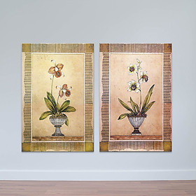 Mua Bộ 2 tranh treo tường  Hoa lan  | Tranh trang trí hoa lá W3434 Canvas