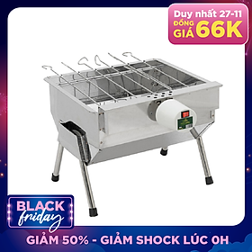 Bếp nướng than hoa V5S, quay tự động, dùng sạc dự phòng, lò quay vịt: Đa năng, chín đều, an toàn sức khỏe, inox bền đẹp, bếp nướng tự xoay, lò nướng than