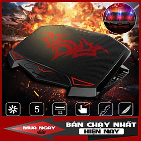 Đế Tản Nhiệt Cho Máy Tính  Nuoxi 3 Quạt, Chạy Êm Làm Mát Laptop, Độ Đèn Led Gaming.