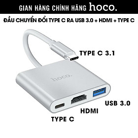 Đầu chuyển đổi HOCO HB14 chia cổng Type C 3.1 sang USB3.0 HDMI Type C video 4K/ 2K thích hợp cho laptop Apple Hoco Mall hàng chính hãng