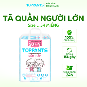 Tã/Bỉm Quần người lớn TOPPANTS Siêu Thấm, Chống Trào, Kháng Khuẩn Size M/L/XL (54 Miếng)