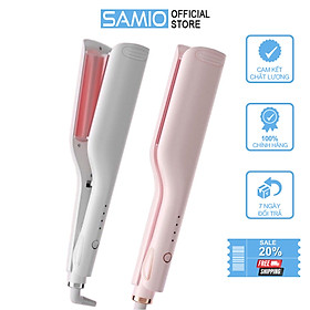 Máy Uốn Xoăn Sóng Hippie, Máy Dập Sóng Nước Lõi Gốm Có Ion Bảo Vệ Tóc - Màu Trắng