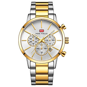 Đồng hồ nam MINI FOCUS Đồng hồ đeo tay Quartz phong cách doanh nhân chống thấm nước 3ATM-Màu Vàng bạc