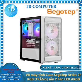 Vỏ máy tính Case Segotep Artist 2F RGB [TRẮNG] sẵn 2 Fan LED ARGB Gaming Kính cường lực (M-ATX, ITX) - Hàng chính hãng NetWork Hub phân phối