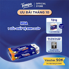 Giấy vệ sinh cao cấp Tempo Toipa - 3 lớp bền dai, an toàn cho da - Thương hiệu Đức (Lốc 10 Cuộn)