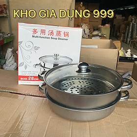 Mua NỒI HẤP INOX 2 TẦNG SIZE 28CM - VỪA LÀ NỒI HẤP VỪA LÀ NỒI LẨU ĐƯỢC LUÔN PHÙ HỢP VỚI BẾP GA  BẾP ĐIỆN  BẾP TỪ