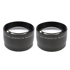 2pcs 58mm 2x Magnification Telephoto Lens For Canon Nikon  Cameras