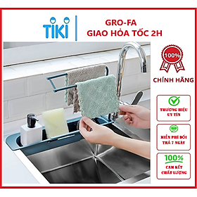 Kệ Nhựa Dài Gấp Gọn Điều Chỉnh Được Kích Thước Phù Hợp Với Bồn Rửa Chén Nhà Bạn , Có Giá Treo Khăn- Chính Hãng GROFA