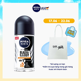 Lăn Ngăn Mùi NIVEA MEN Black & White Ngăn Vệt Ố Vàng Vượt Trội 5in1 (50ml) - 85392