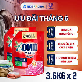 Combo 2 Túi Nước Giặt Omo Matic Cho Máy Giặt Cửa Trên - Hương Hoa Hồng Ecuador 3.6KG