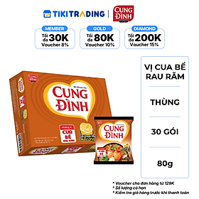 Thùng 30 Gói Mì Khoai Tây Cung Đình Hương Vị Cua Bể Rau Răm