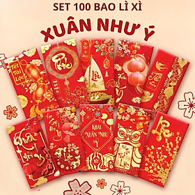 [Combo 100] Bao Lì Xì Truyền Thống Tết Nguyên Đán, Túi Đựng Mừng Tuổi Xuân Vạn Sự Như Ý Phúc Lộc Thọ