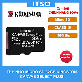 Thẻ nhớ MicroSD Kingston 32GB Canvas Select Plus - Hàng chính hãng