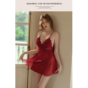 Váy Ngủ D747 Lụa Quảng Châu Cao Cấp Phối Ren Đính Nơ Sexy