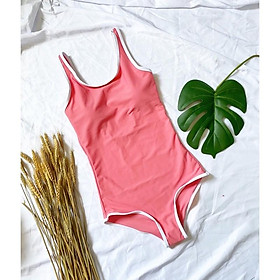 Monokini bikini liền mảnh viền trắng sporty