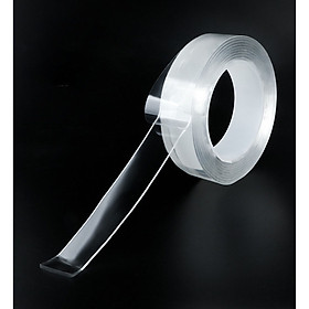 Băng keo dán nano 2 mặt siêu dính trong suốt dày 1mm dài 2m rộng 3cm và 5cm