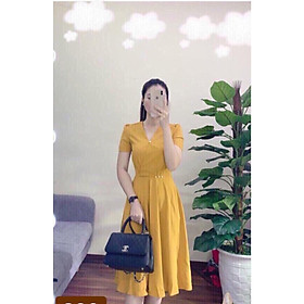 ĐẦM XÒE CỔ V EO ĐÍNH HẠT TRAI SIZE TỪ 38-71KG TND