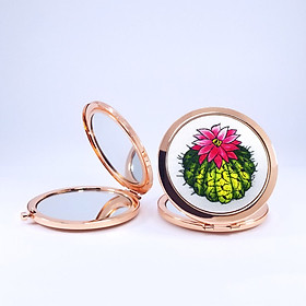 Gương Thêu Tay, Gương Trang Điểm Mini - Họa Tiết Thêu Cây Xương Rồng - Thiết Kế Gương Nhỏ Gọn Vừa tay Cầm - Món Quà Dành Riêng Cho Các Bạn Gái Xinh Đẹp