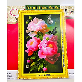 Mua Tranh thêu kín Hoa mẫu đơn DX1414  kích thước 55 x 70 cm