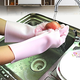 Bao tay rửa chén nhà bếp - Găng tay rửa chén silicon tạo bọt có gai mềm mại , dẻo dai , chịu được nhiệt độ cao và không hại da tay rất tiện lợi cho chị em