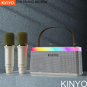 Loa Bluetooth Karaoke Mini Tại Nhà KINYO C10 - Loa xách tay mini chất liệu nhựa cao cấp, công suất 20W và 2 micro không dây - Hàng nhập khẩu