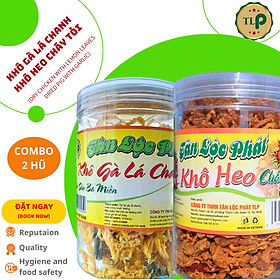 KHÔ GÀ LÁ CHANH HŨ 150G VÀ KHÔ HEO CHÁY TỎI HŨ 150G TÂN LỘC PHÁT