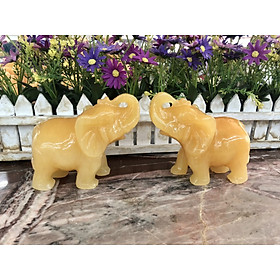 Mua Cặp voi phong thủy đá ngọc hoàng long - Dài 11 cm