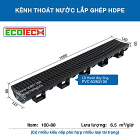 Mua CỐNG THOÁT NƯỚC LẮP GHÉP ECO-Drain ID 100x45x1000 100x100x1000 100x150x1000 - Nắp nhựa HDPE. Hiệu suất thoát nước cao - Thẩm mỹ - Dễ lắp đặt - Tiết kiệm chi phí thi công