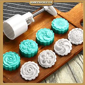 Mua Combo Khuôn Nén Lò Xo Làm Bánh Trung Thu Và 4 Mặt 50gr Hoa 3D Nổi Đẹp Mắt