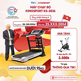 Miễn phí lắp đặt | Máy chạy bộ tại nhà Kingsport Luxury KS-2036 có chức nâng dốc tự động, kèm theo đai massage và thanh gập bụng