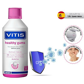 Nước súc miệng ngăn ngừa mảng bám dành cho nướu nhạy cảm Vitis Healthy Gum 150ml-500ml (dùng được cho phụ nữ mang thai)