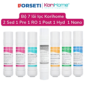Mua Combo đầy đủ 7 lõi lọc nước Korihome (2 sediment 1 precarbon  1 postcarbon  1 nanosilver  1 hydrogen  1 RO)