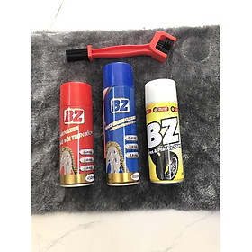 Combo 3 chai Xịt Vệ Sinh Sên Dưỡng Sên và Xịt Đánh Bóng Lốp xe BZ ( Tặng kèm cọ sên )