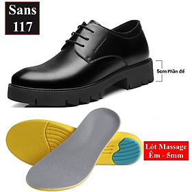 Giày da nam độn đế 10cm Sans117 da bò thật giầy tây công sở tăng chiều cao 8cm không lộ âu đi làm size cỡ nhỏ 37 cao cấp