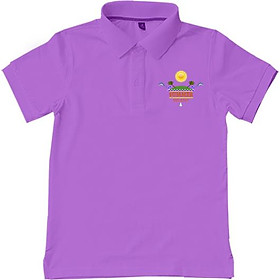 Áo Thun Cá Sấu Gia Đình Họa Tiết Summer Holiday Màu Tím