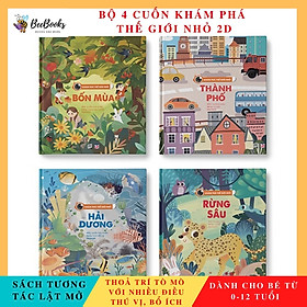 Sách- Bộ 4 Cuốn Sách Khám phá thế giới nhỏ ( Rừng Sâu, Hải Dương, Thành Phố, Bốn Mùa ) - Sách tương tác lật mở cho trẻ (0 - 12 tuổi)
