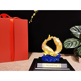 Mua Tượng Đôi Cá Chép Dát Vàng 24K( 24x18x13 cm) MT Gold Art- Hàng chính hãng  trang trí nhà cửa  phòng làm việc  quà tặng sếp  đối tác  khách hàng  tân gia  khai trương