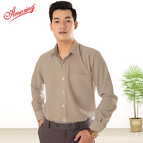 Áo sơ mi nam màu trơn Amazing, tay dài, vải KT silk mềm mát, form regular thân suông, thời trang công sở trung niên, có tới size 100kg